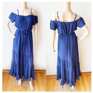 Mlle Gabrielle Cold Shoulder Peasant Maxi Dress